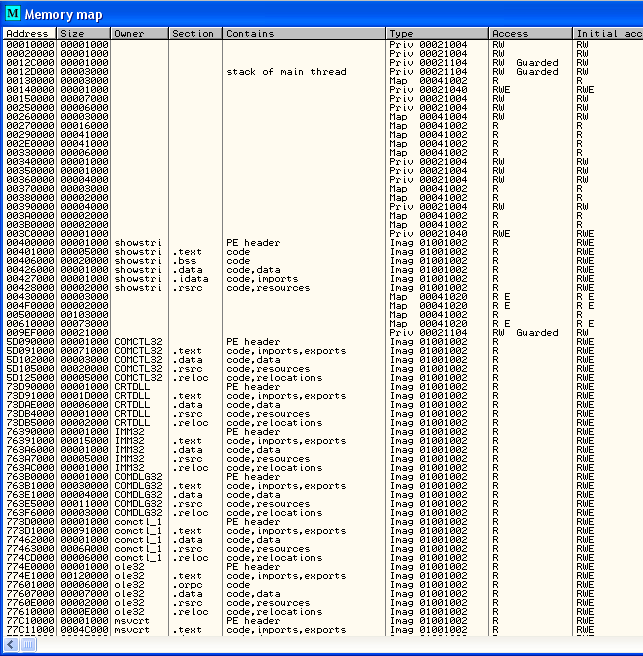 Окно &ldquo;Memory&rdquo;